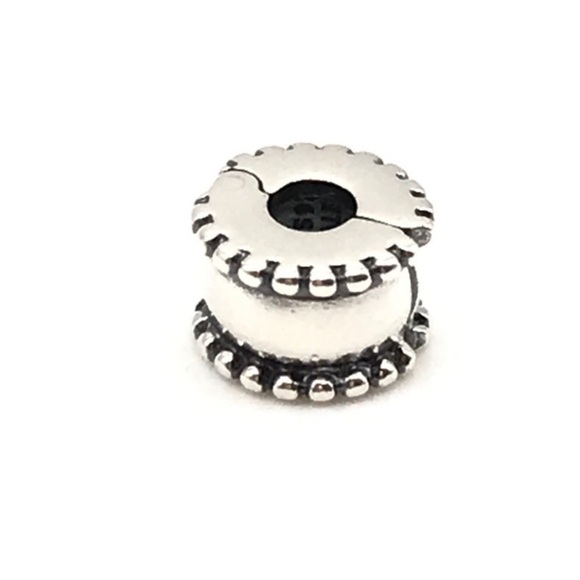 Pandora Beveled Ridges Clip Retired Bead Charm - Picture 3 of 6